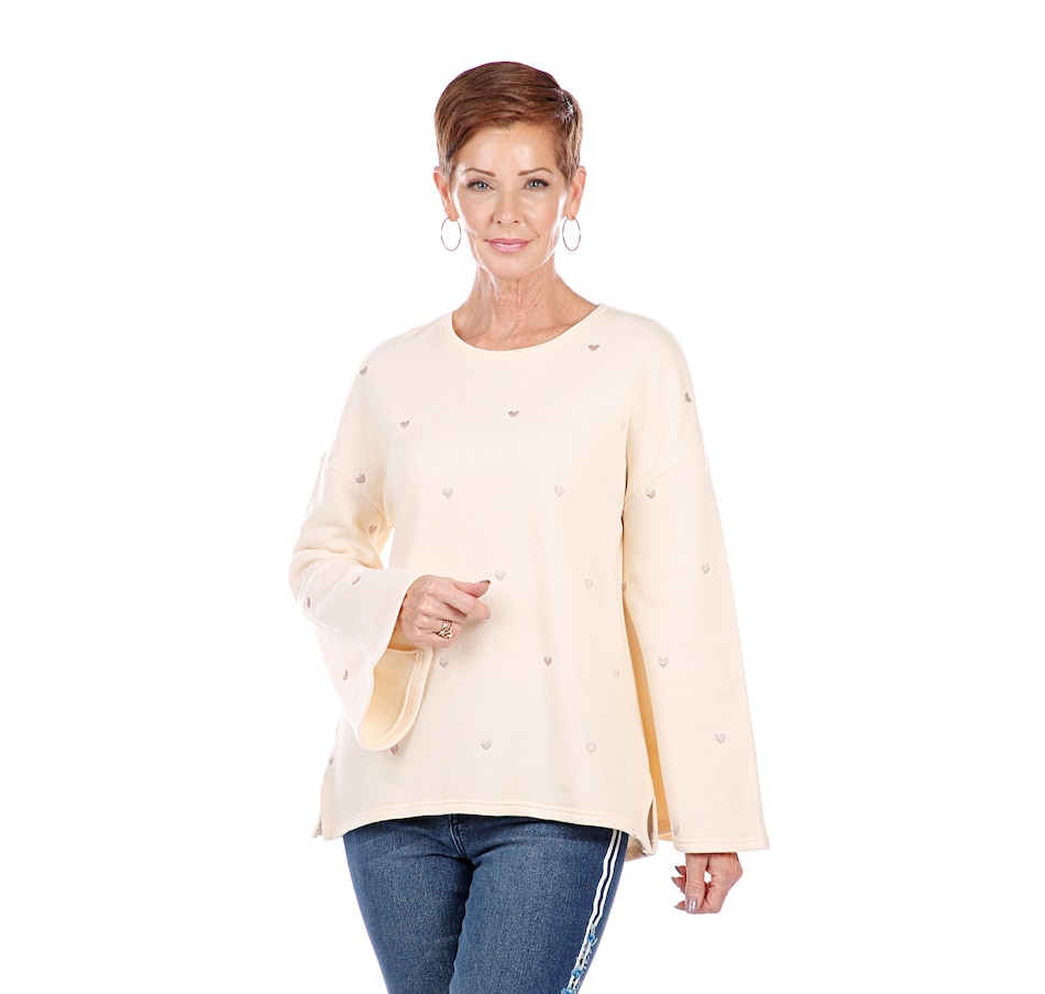 Image 407964_CRM.jpg , Product 407-964 / Price $29.33 , Diane Gilman Embroidered Mini Heart Sweatshirt from DG2 by Diane Gilman on TSC.ca's Fashion department