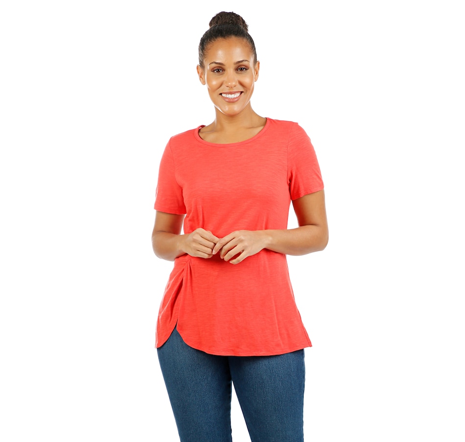 Image 407972_CRL.jpg , Product 407-972 / Price $15.33 , Diane Gilman Knot Draped Waist Tee from DG2 by Diane Gilman on TSC.ca's Fashion department