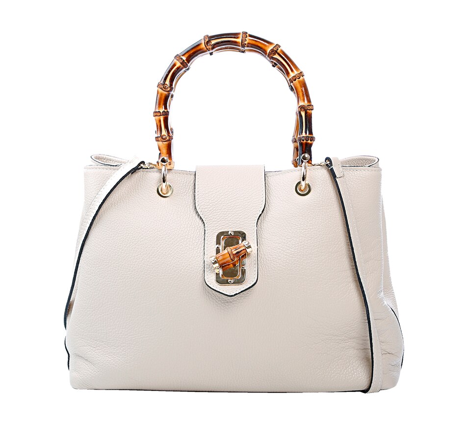 tsc.ca Ron White Handbags London Leather Satchel with Genuine Bamboo