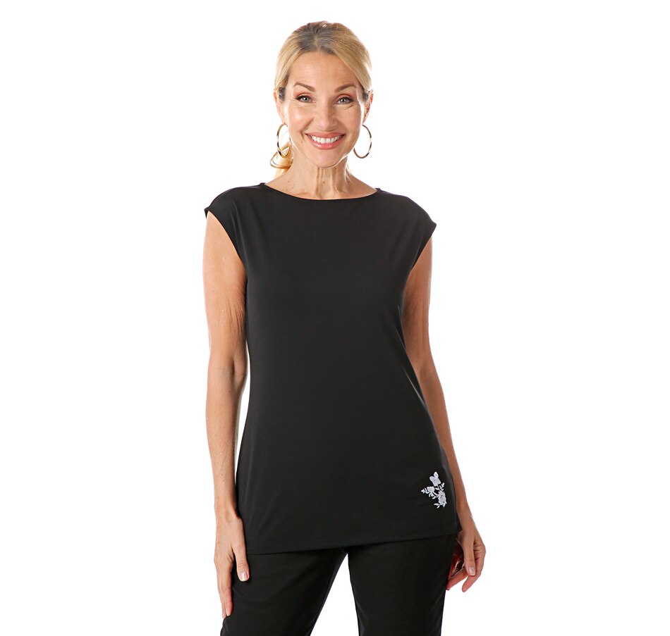 Image 408399_BLK.jpg, Product 408-399 / Price $19.33, Guillaume Cap Sleeve Shell with Embroidery from Guillaume on TSC.ca's Fashion department