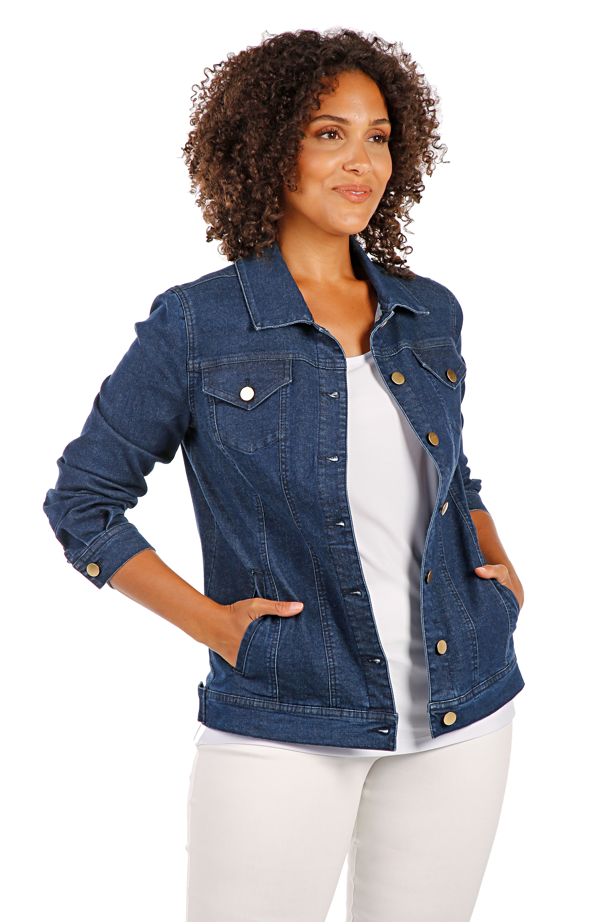 Nina Leonard Stretch Denim Jacket 