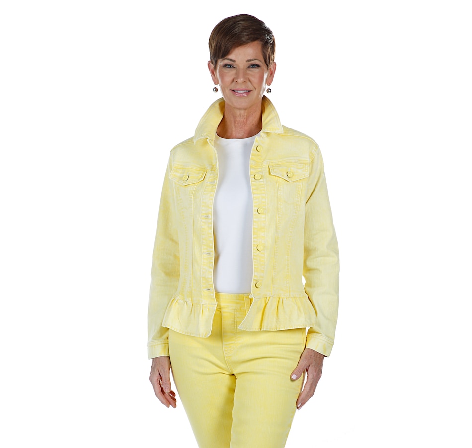 Image 408620_LEM.jpg , Product 408-620 / Price $69.90 , DG2 by Diane Gilman Ruffle Hem Jean Jacket from DG2 by Diane Gilman on TSC.ca's Fashion department