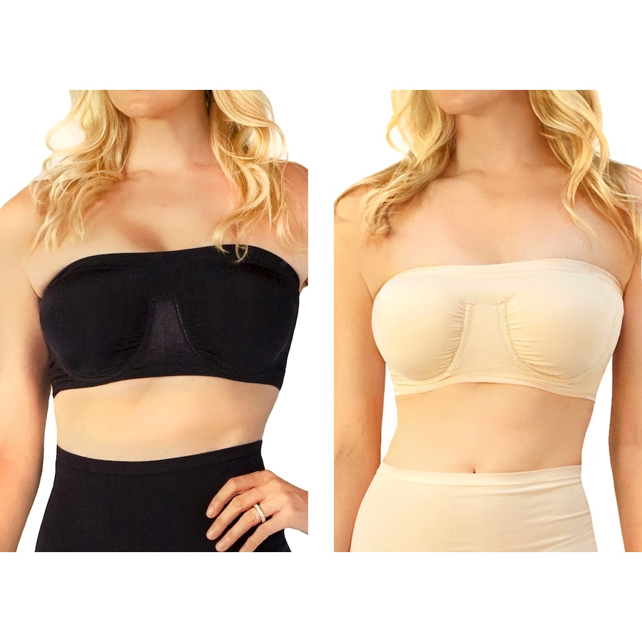 Image 408712_BLKLN.jpg, Product 408-712 / Price $64.99, Rhonda Shear 2-Pack Seamless Underwire Bandeau with Removable Pads from Rhonda Shear Shapewear on TSC.ca's Fashion department