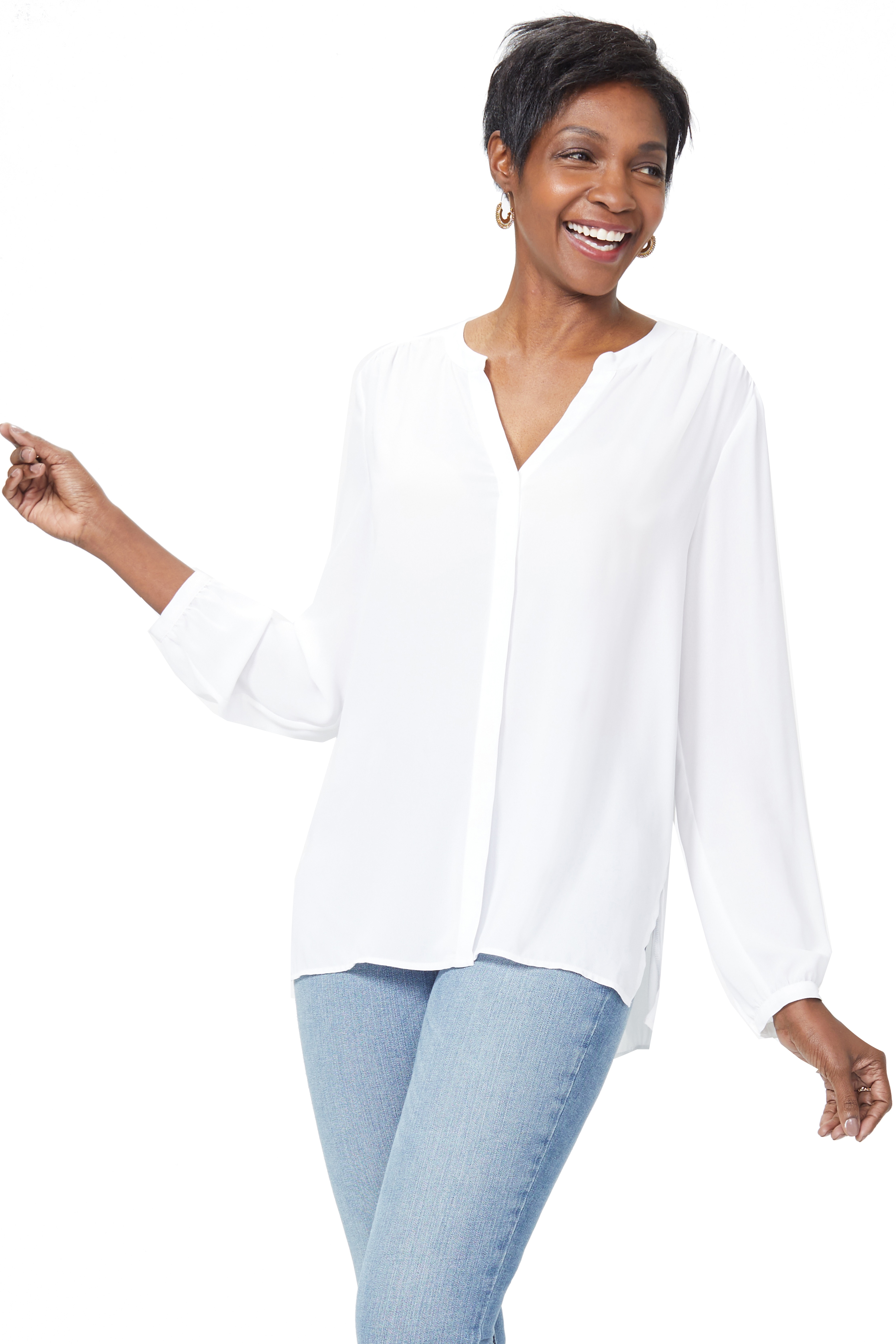 (取寄) エヌワイディージェイ レディース ピンタック ブラウザ NYDJ women Pintuck Blouse La Casa Blanca NYDJ Pintuck Blouse, La Casa Blanca