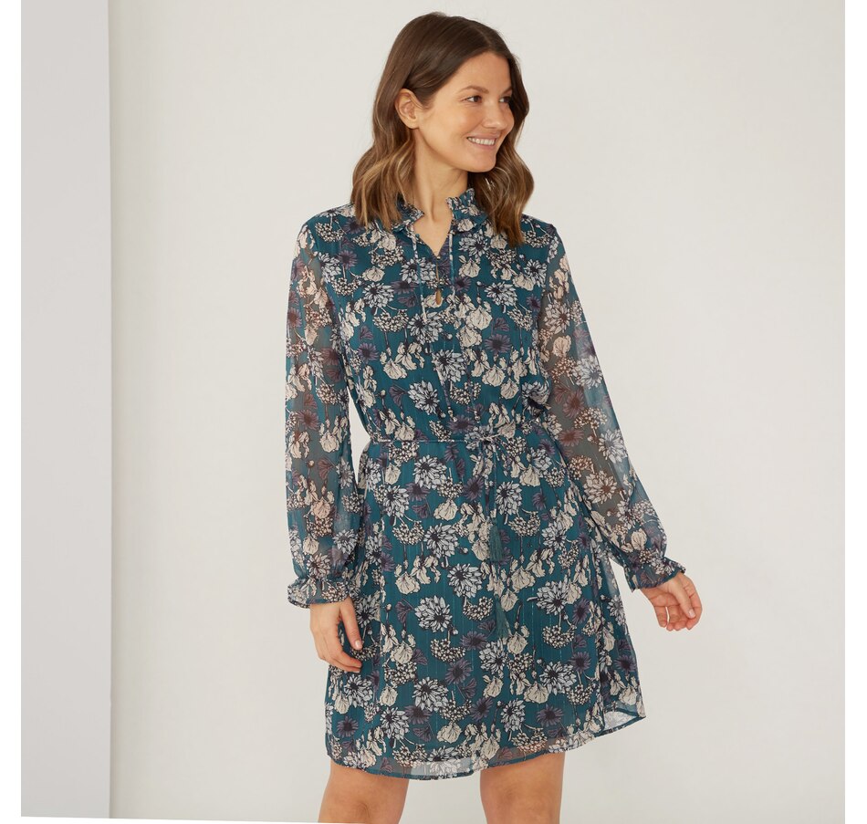 Image 409071_ALTMORE3.jpg, Product 409-071 / Price $34.33, Celestial Blue Print Chiffon Lurex Dress from Celestial Blue on TSC.ca's Clothing & Shoes department