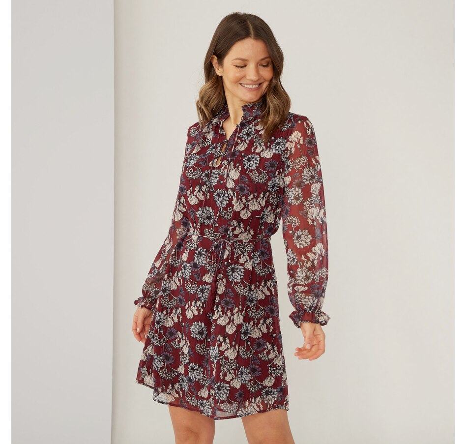 Image 409071_BRG.jpg, Product 409-071 / Price $34.33, Celestial Blue Print Chiffon Lurex Dress from Celestial Blue on TSC.ca's Clothing & Shoes department