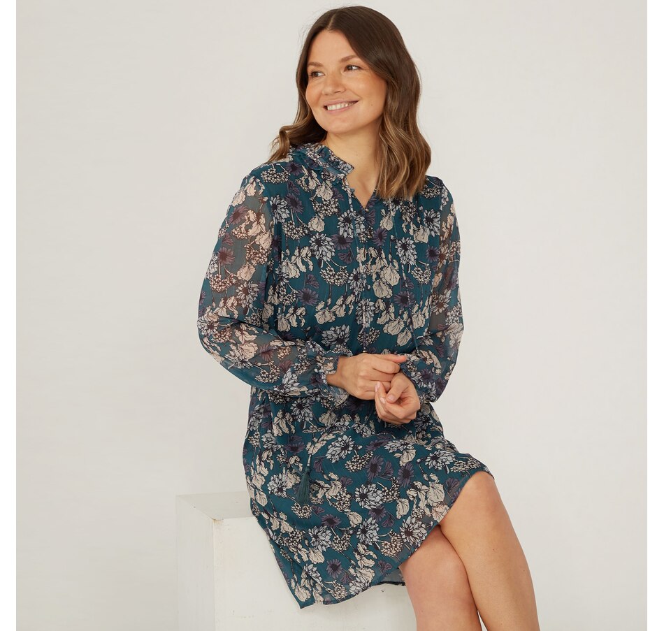 Image 409071_GRN.jpg, Product 409-071 / Price $34.33, Celestial Blue Print Chiffon Lurex Dress from Celestial Blue on TSC.ca's Clothing & Shoes department
