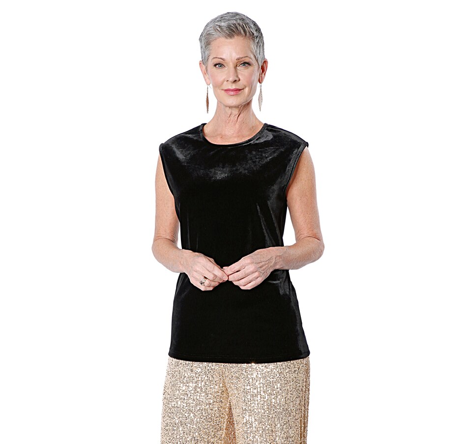 Image 409225_BLK.jpg, Product 409-225 / Price $24.33, Guillaume Solid Stretch Velvet Shell from Guillaume on TSC.ca's Fashion department