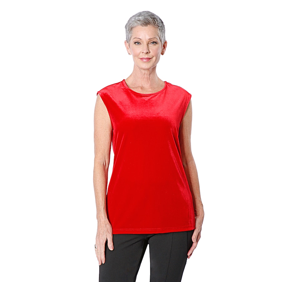 Image 409225_RED.jpg, Product 409-225 / Price $24.33, Guillaume Solid Stretch Velvet Shell from Guillaume on TSC.ca's Fashion department