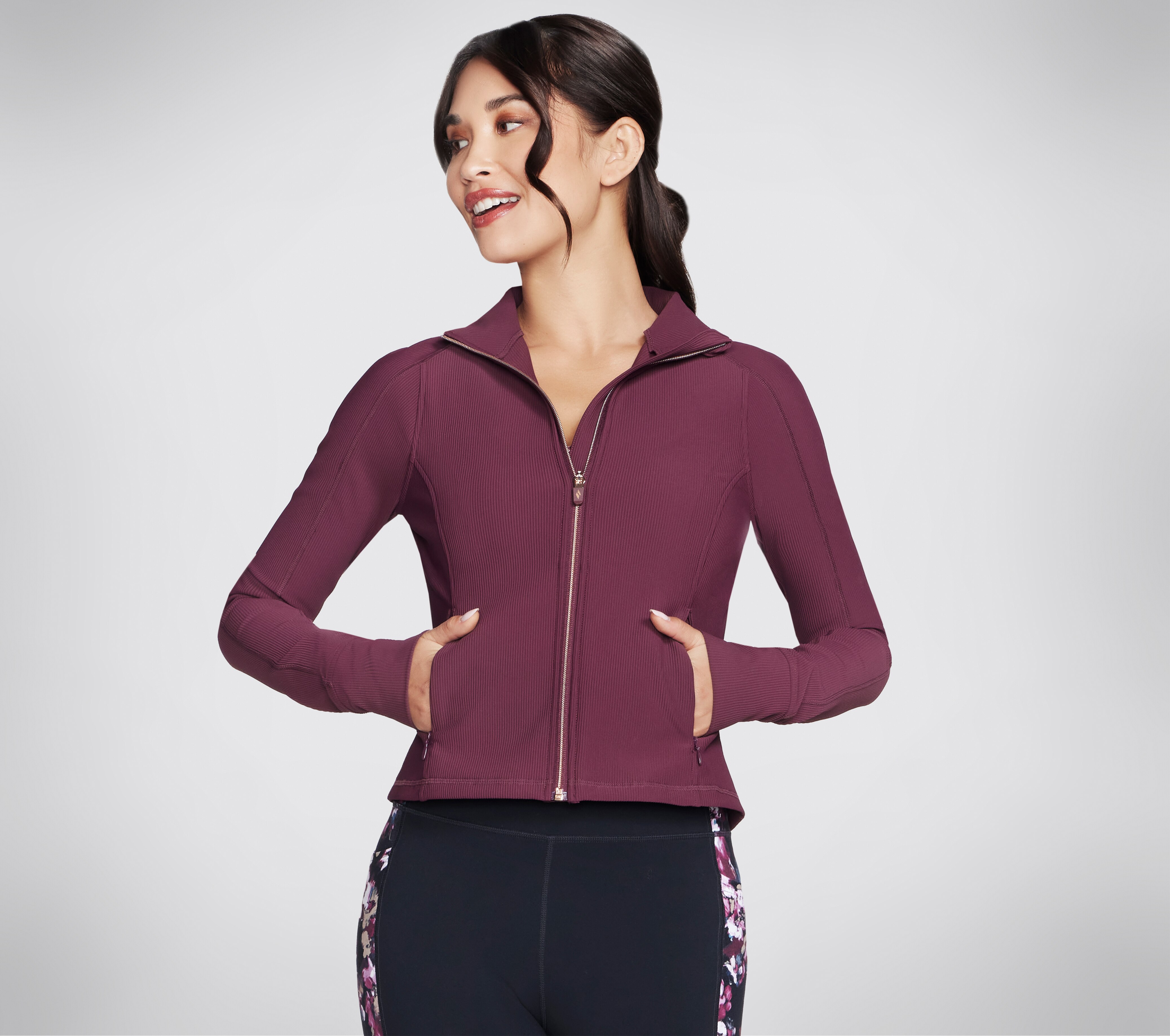 スケッチャーズ SKECHERS Goflex Rib Jacket レディース Sweaters Fig SKECHERS Women's Goflex Rib Jacket, Fig at Amazon Women's