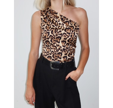 Brunette The Label Satin One Shoulder Top