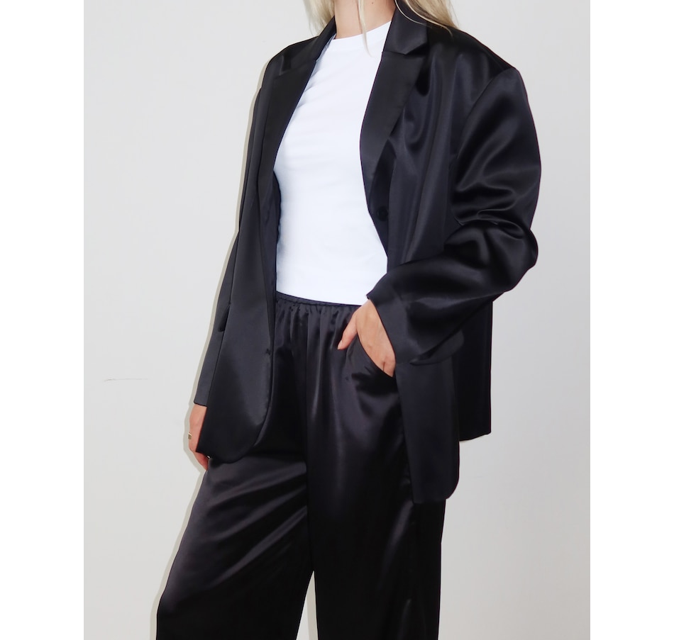 Image 409487_ALTMORE2.jpg, Product 409-487 / Price $119.88, Brunette The Label Satin Oversized Blazer from Brunette The Label on TSC.ca's Fashion department
