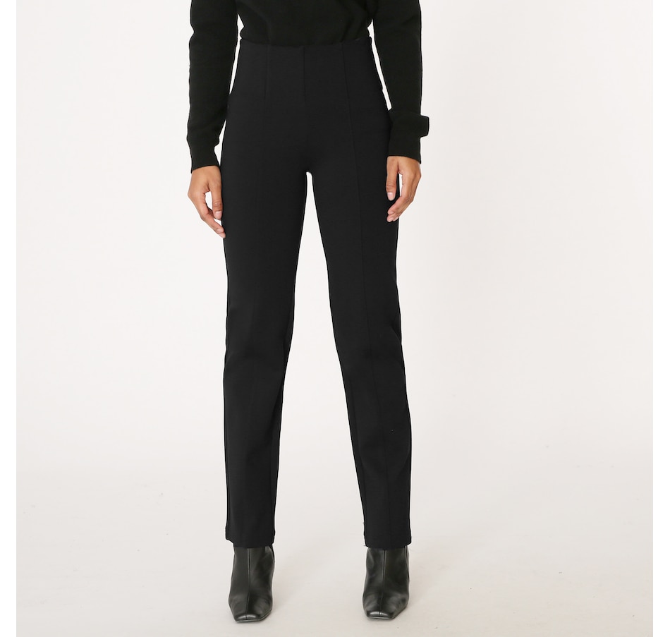 PINTUCKED PONTE SLIM-LEG PANTS