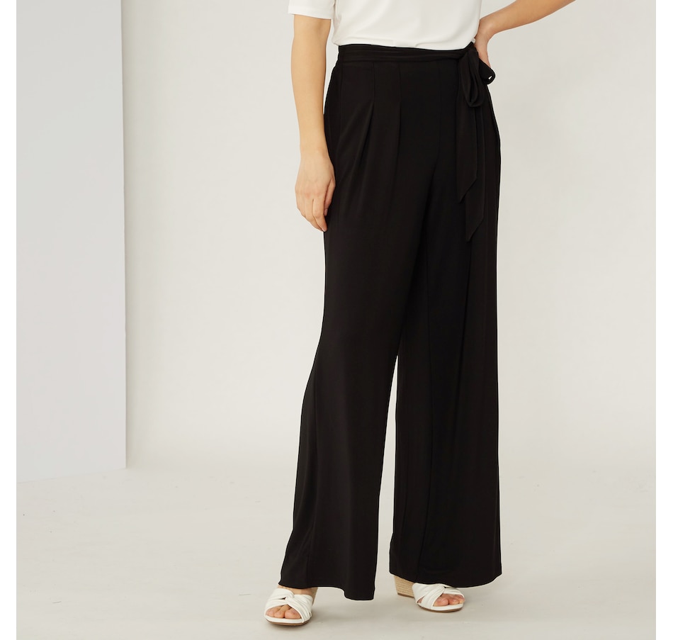 Clothing & Shoes - Bottoms - Pants - Nina Leonard Wide Leg Palazzo Pant  With Sash - Online Shopping for Canadians