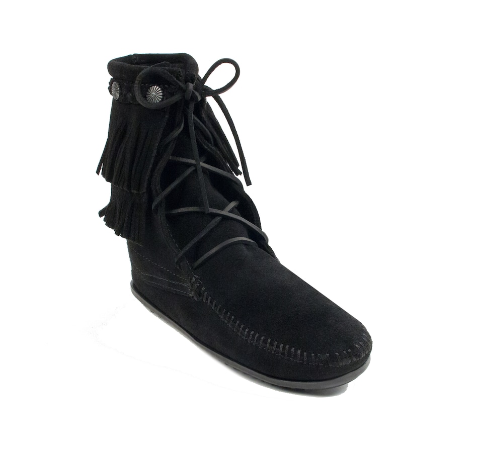 Image 409930_BLK.jpg, Product 409-930 / Price $79.33, Minnetonka Double Fringe Tramper Boot from Minnetonka on TSC.ca's Shoes department