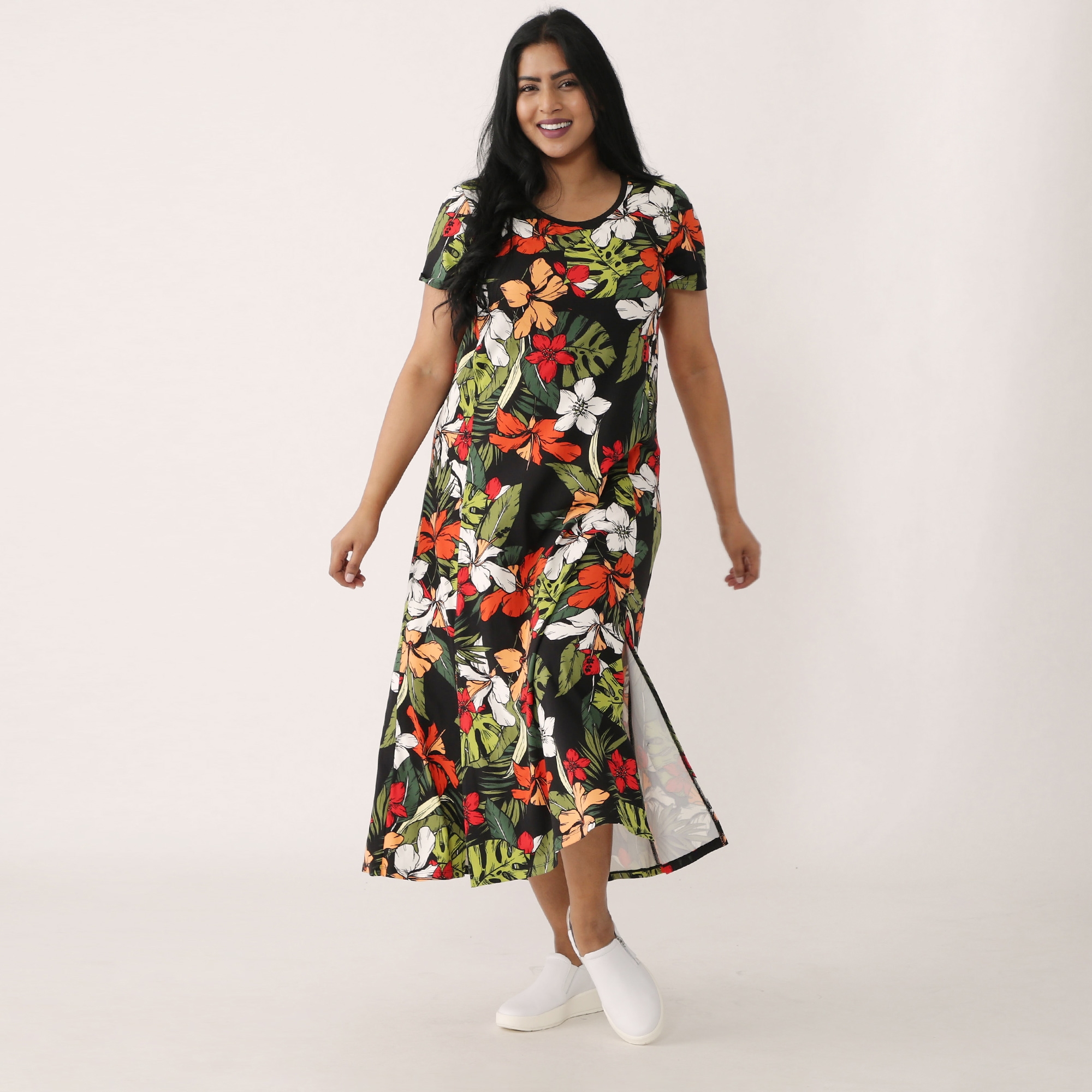Cuddl Duds Flexwear Short Sleeve Maxi Dress