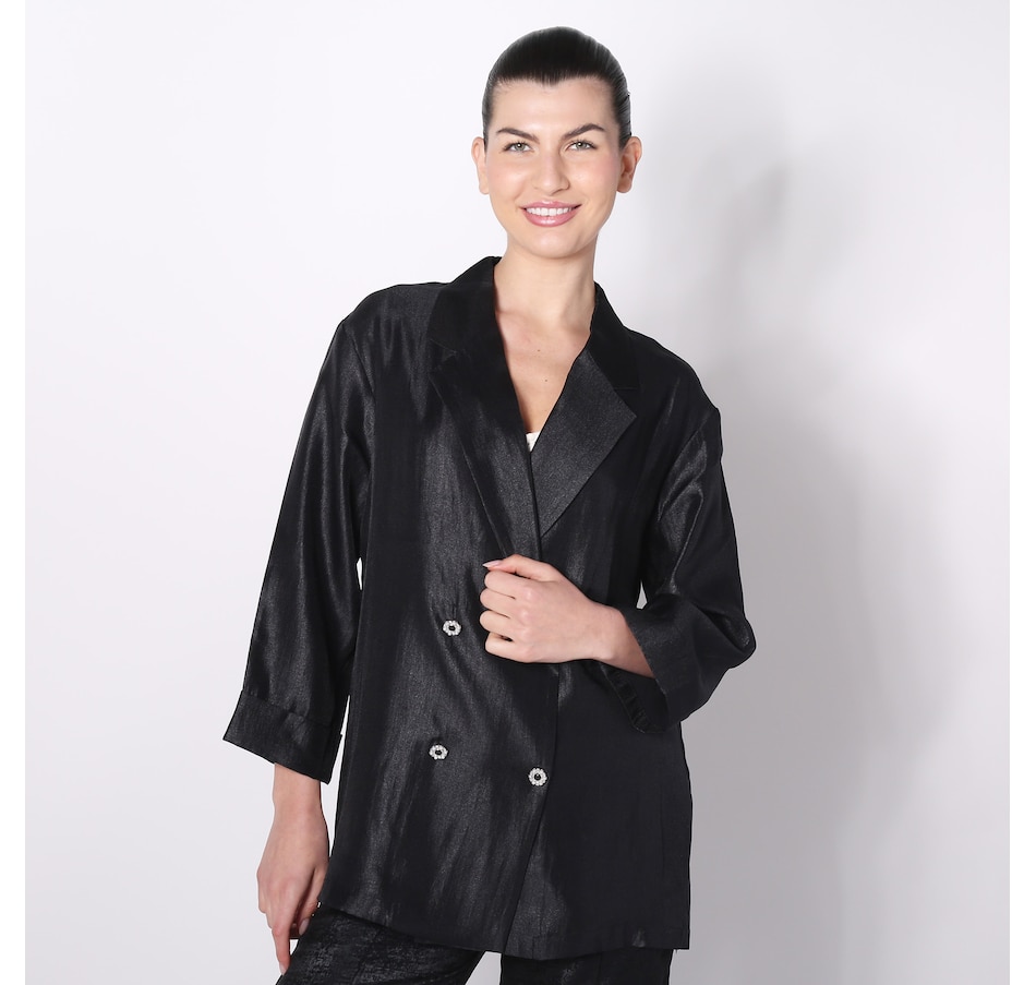 Image 422114_BLK.jpg, Product 422-114 / Price $22.33, Modern Identity Double Breasted Flowy Jacket from Modern Identity on TSC.ca's Fashion department