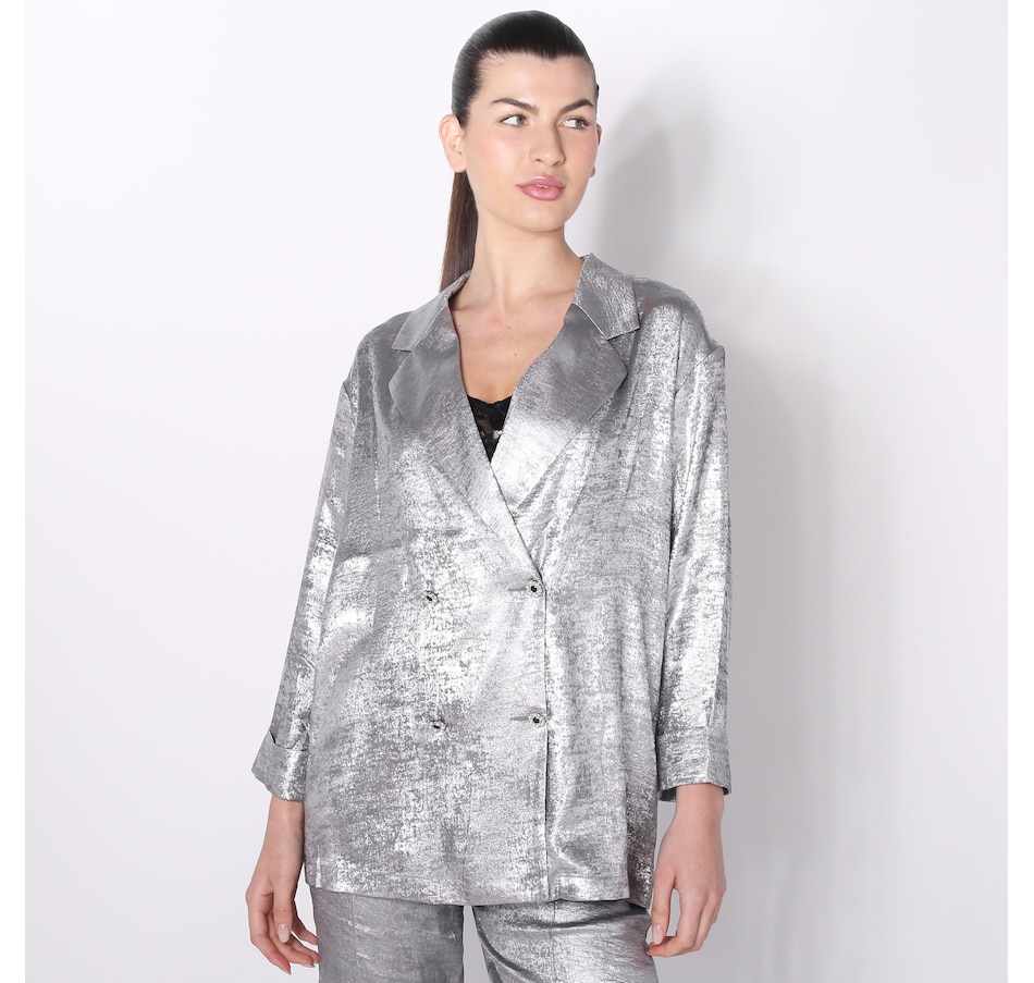 Image 422114_SIL.jpg, Product 422-114 / Price $22.33, Modern Identity Double Breasted Flowy Jacket from Modern Identity on TSC.ca's Fashion department