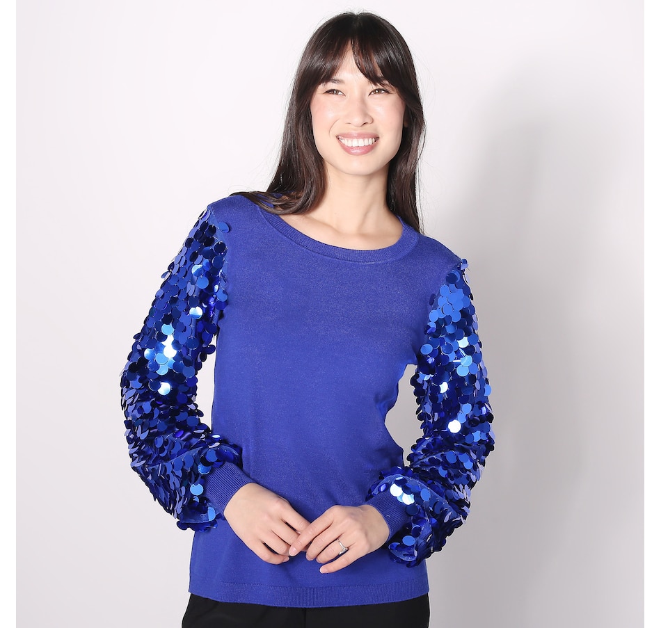 Image 422132_DEPSA.jpg, Product 422-132 / Price $24.33, Nina Leonard Sequin Balloon Sleeve Sweater from Nina Leonard on TSC.ca's Fashion department