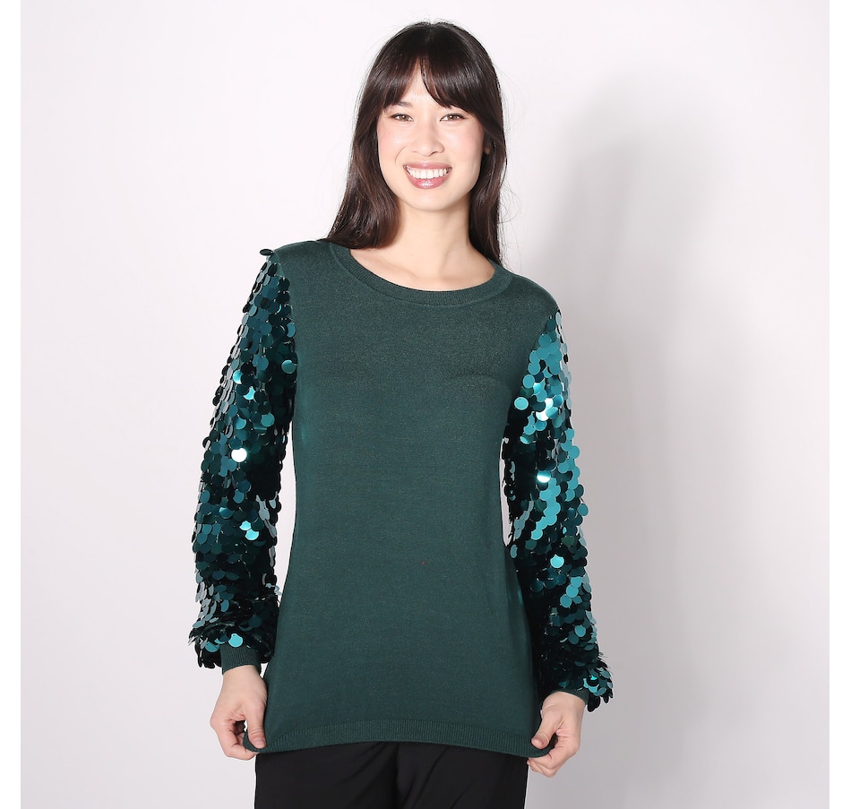Image 422132_RICPE.jpg, Product 422-132 / Price $24.33, Nina Leonard Sequin Balloon Sleeve Sweater from Nina Leonard on TSC.ca's Fashion department
