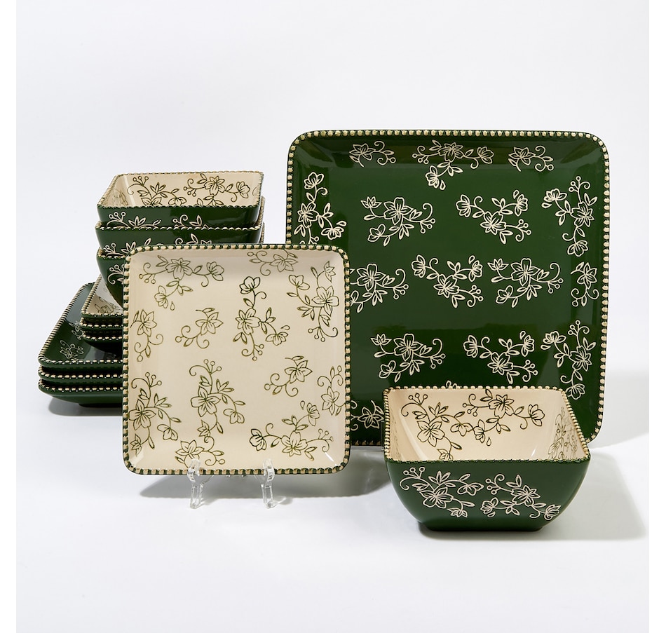 Image 438531_FLGRN.jpg, Product 438-531 / Price $39.88, Temp-tations 12-Piece Dinnerware Set from temp-tations on TSC.ca's Kitchen department