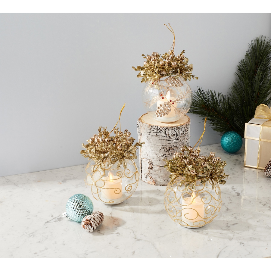 Image 441039_GLD.jpg, Product 441-039 / Price $29.88, Holiday Memories Holiday Glass Ornaments (Set of 3) from Holiday Memories on TSC.ca's Home & Garden department