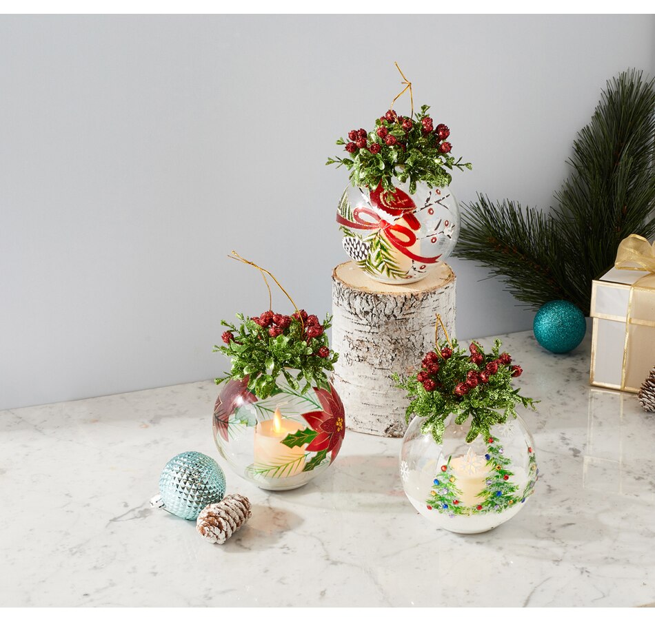 Image 441039_RED.jpg, Product 441-039 / Price $29.88, Holiday Memories Holiday Glass Ornaments (Set of 3) from Holiday Memories on TSC.ca's Home & Garden department