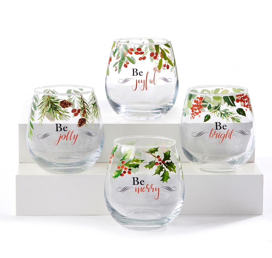 Image 441061.jpg, Product 441-061 / Price $19.33, Holiday Memories Stemless Set of 4 Wine Glasses from Holiday Memories on TSC.ca's Kitchen department