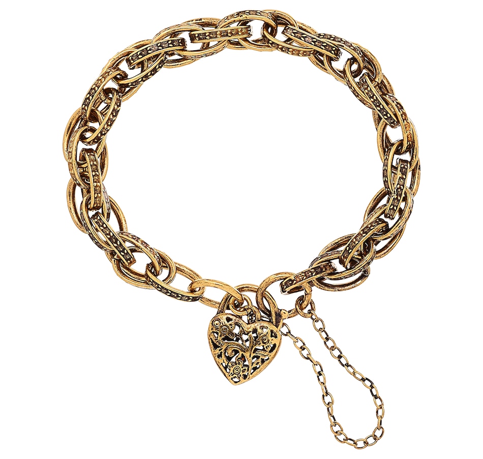 Jewellery Bracelets Link Bracelets Bronzoro Link Bracelet With Heart Clasp Online 