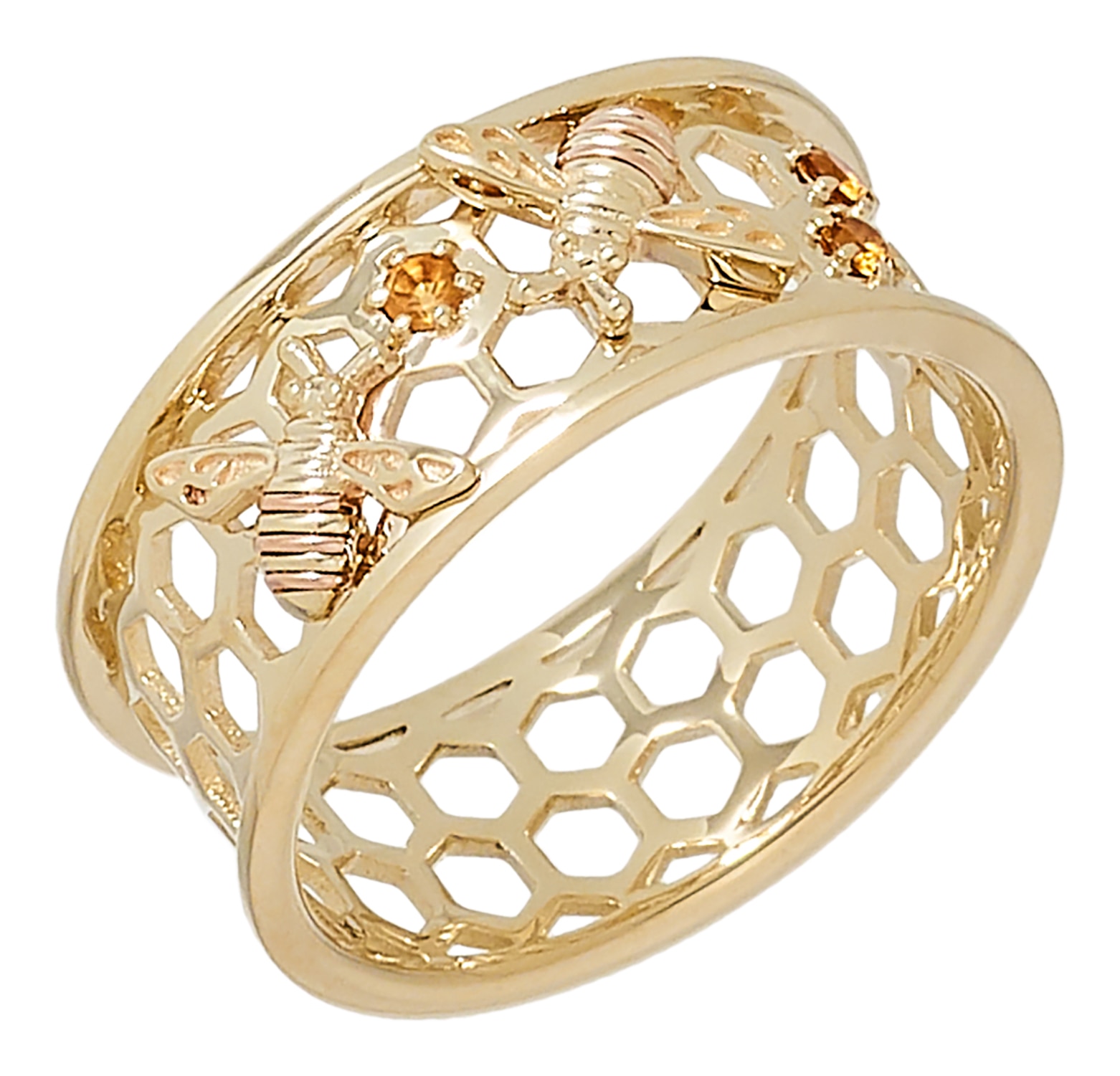 Clogau Gold 10K Yellow Gold Honey Bee Honeycomb Ring