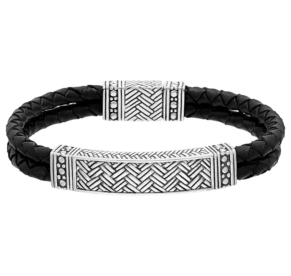 tsc.ca Samuel B Collection Sterling Silver Men's Basket Weave Leather