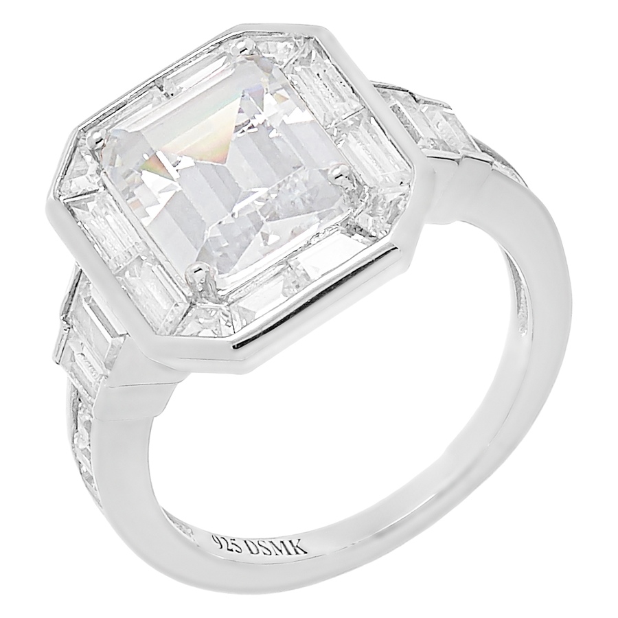 Image 446880_WHT.jpg, Product 446-880 / Price $19.33, Deborah Freund Design Sterling Silver Emerald & Baguette Cut Cubic Zirconia Ring from Deborah Freund Designs on TSC.ca's Jewellery department