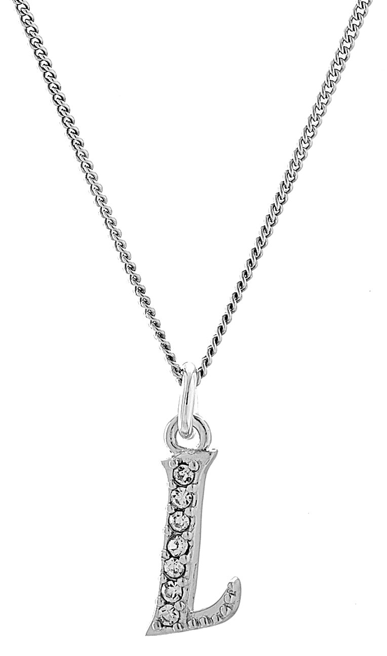 Silver Gallery Sterling Silver Cubic Zirconia Initial Pendant with 18