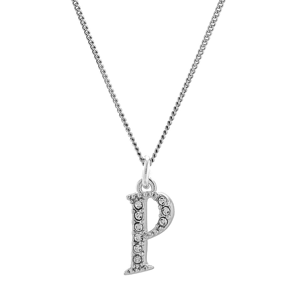 Image 449987_P.jpg, Product 449-987 / Price $24.88, Silver Gallery Sterling Silver Cubic Zirconia Initial Pendant with 18" Chain from Silver Gallery on TSC.ca's Jewellery department