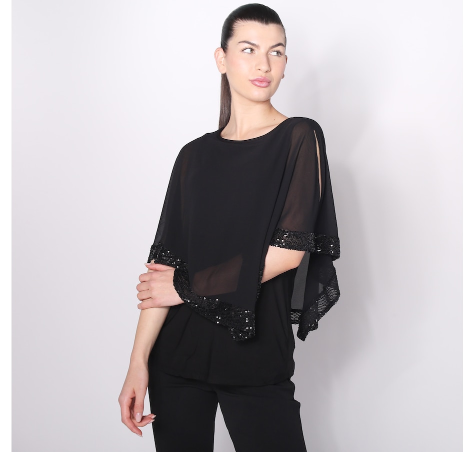 Image 451031_BLK.jpg, Product 451-031 / Price $27.33, Nina Leonard Popover Chiffon Top from Nina Leonard on TSC.ca's Fashion department