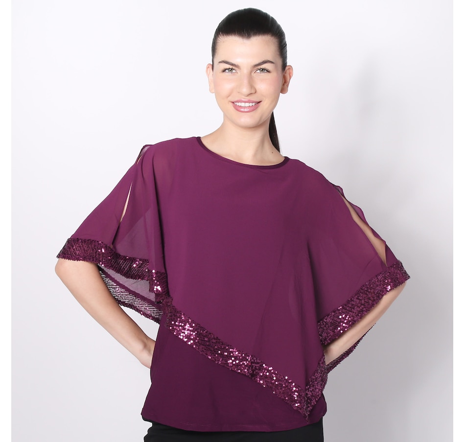 Image 451031_RSN.jpg, Product 451-031 / Price $27.33, Nina Leonard Popover Chiffon Top from Nina Leonard on TSC.ca's Fashion department