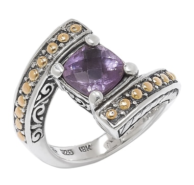 Buy Samuel B. Sterling Silver 18K Yellow Gold Accent Bypass Amethyst ...