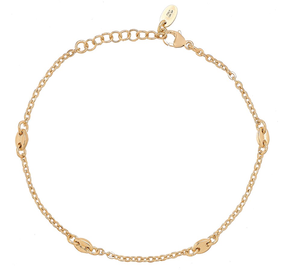 Jewellery Bracelets Link Bracelets Bronzoro Mini Puff Marine Link On Diamond Cut Cable 