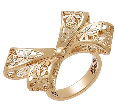 Stefano Oro 14K Yellow Gold Ricami Ribbon Ring