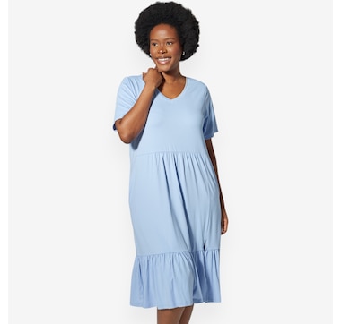 Cuddl Duds Flexwear Tiered V-Neck Midi Dress