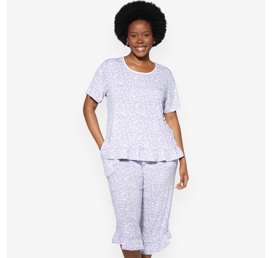 Image 475994_LVRFL.jpg, Product 475-994 / Price $44.88, Cuddl Duds Classic Ruffle Jersey PJ Set from Cuddl Duds on TSC.ca's Fashion department