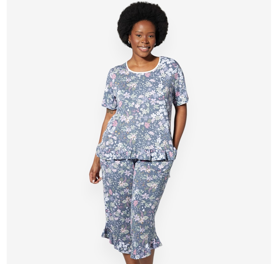 Image 475994_NVF.jpg, Product 475-994 / Price $44.88, Cuddl Duds Classic Ruffle Jersey PJ Set from Cuddl Duds on TSC.ca's Fashion department
