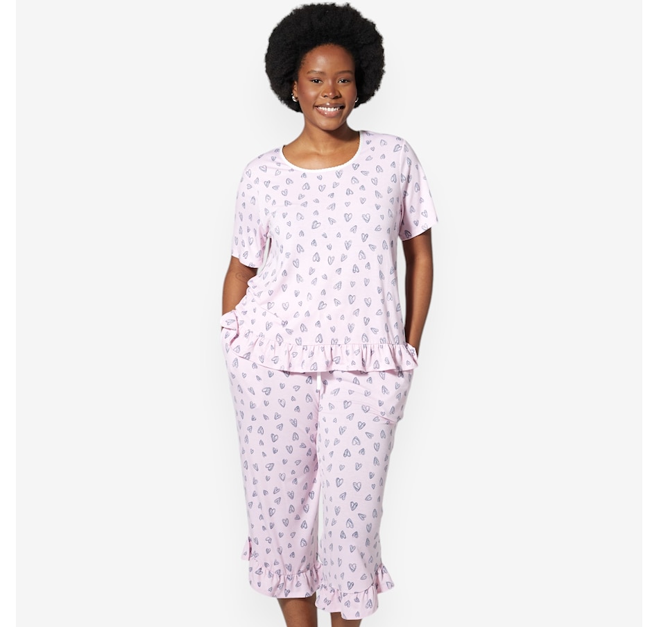 Image 475994_PKHRT.jpg, Product 475-994 / Price $44.88, Cuddl Duds Classic Ruffle Jersey PJ Set from Cuddl Duds on TSC.ca's Fashion department