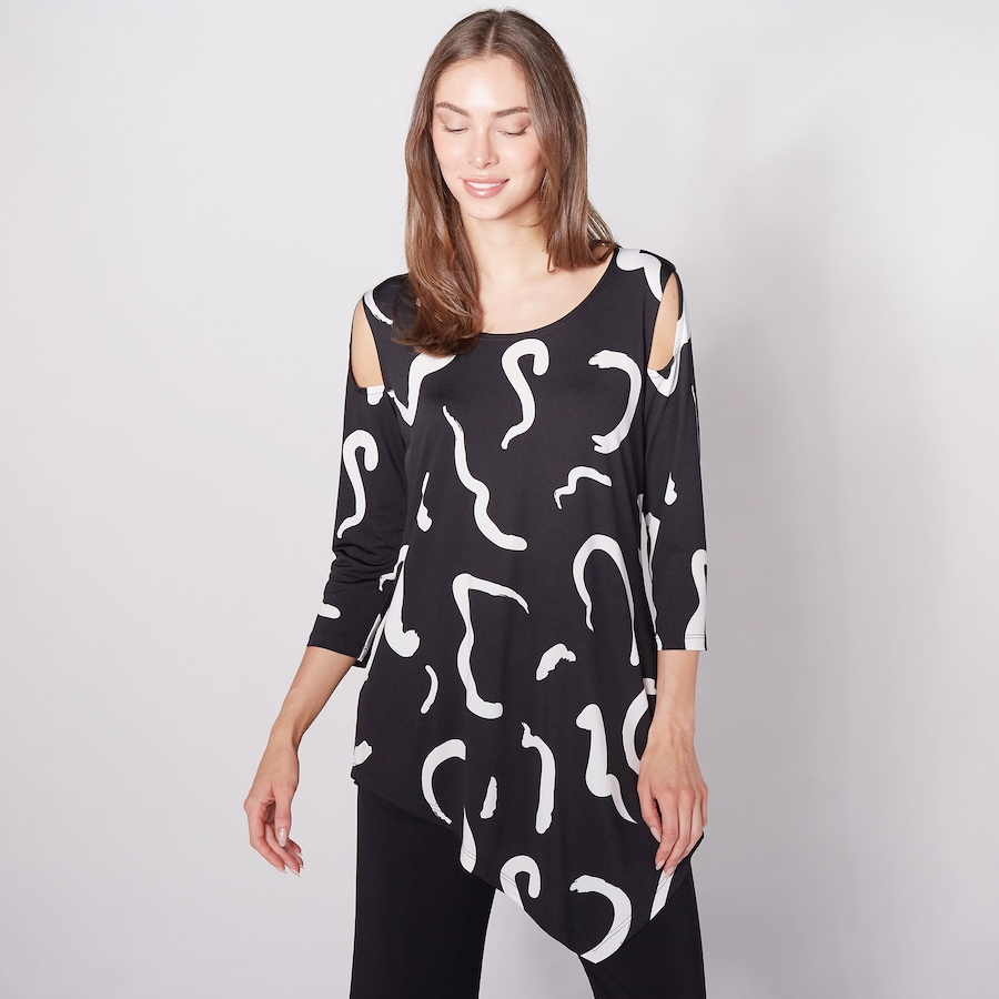 Image 476017_BKW.jpg, Product 476-017 / Price $24.33, Marallis Cut-Out Sleeve Detail Long Top from Marallis on TSC.ca's Fashion department