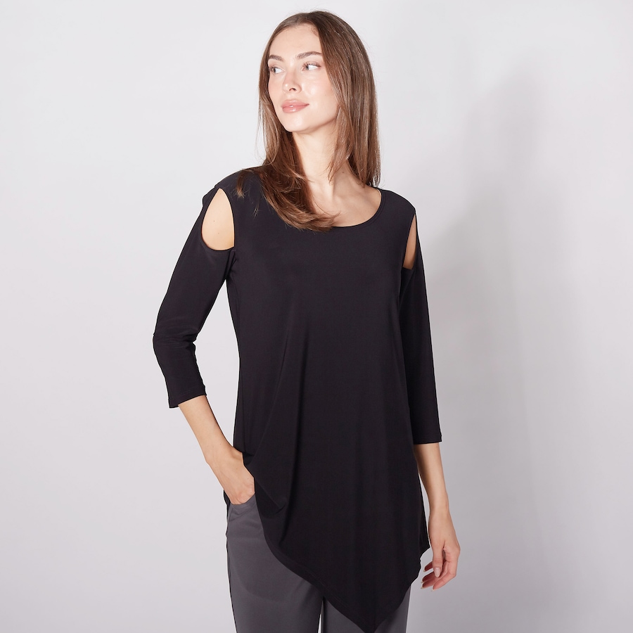 Image 476017_BLK.jpg, Product 476-017 / Price $24.33, Marallis Cut-Out Sleeve Detail Long Top from Marallis on TSC.ca's Fashion department