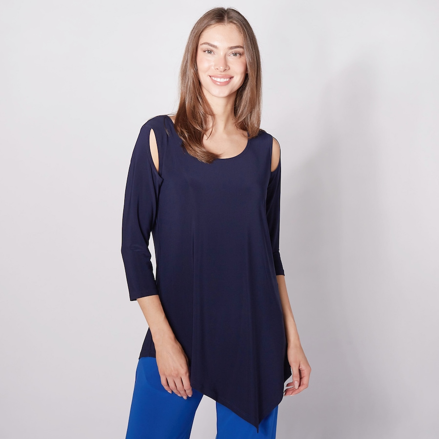 Image 476017_NVY.jpg, Product 476-017 / Price $24.33, Marallis Cut-Out Sleeve Detail Long Top from Marallis on TSC.ca's Fashion department