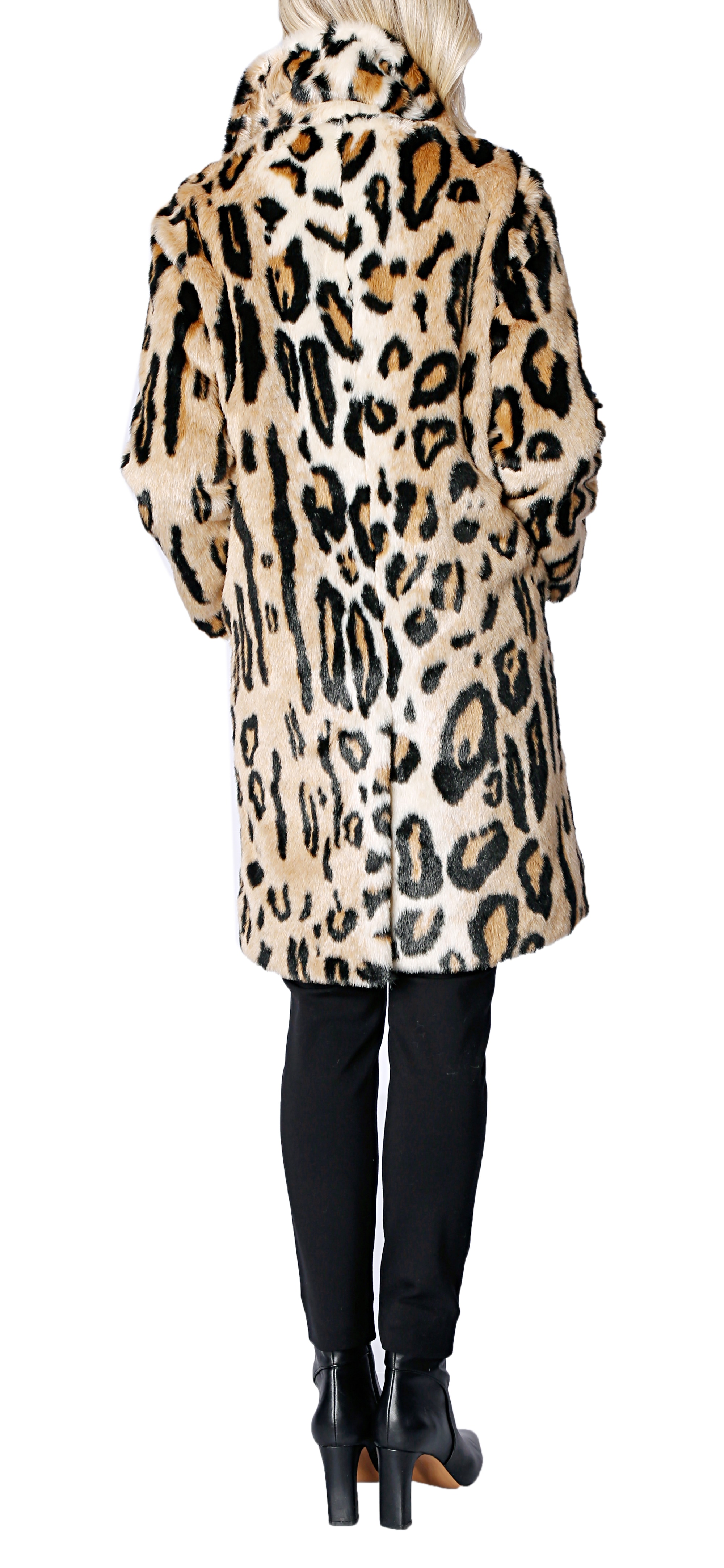 Plus size faux on sale fur leopard coat