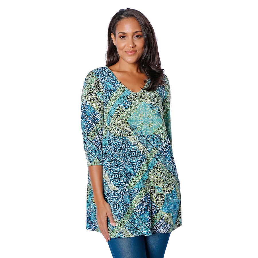 Image 482998_PEAMU.jpg, Product 482-998 / Price $19.33, Kim & Co. Brazil Knit Tiered Tunic from Kim & Co. on TSC.ca's Fashion department