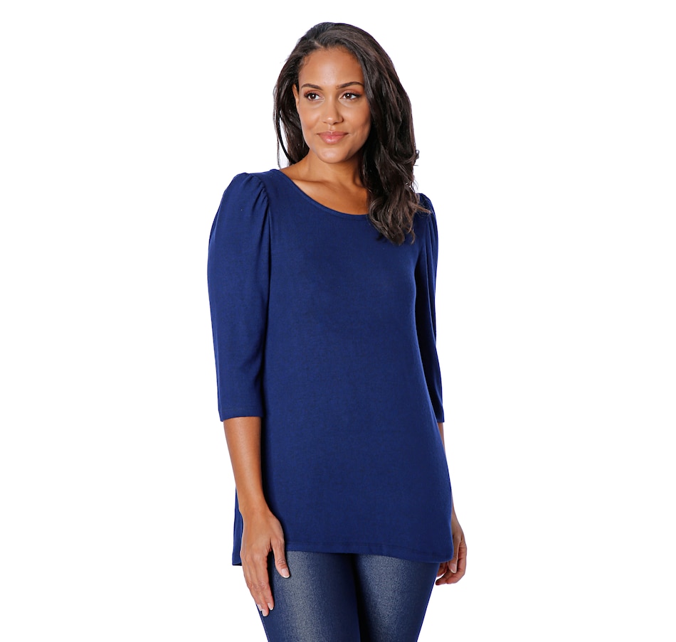 Image 483005_NVY.jpg, Product 483-005 / Price $14.33, Kim & Co. Luxe Sweater Knit Shirring Sleeve Top from Kim & Co. on TSC.ca's Fashion department