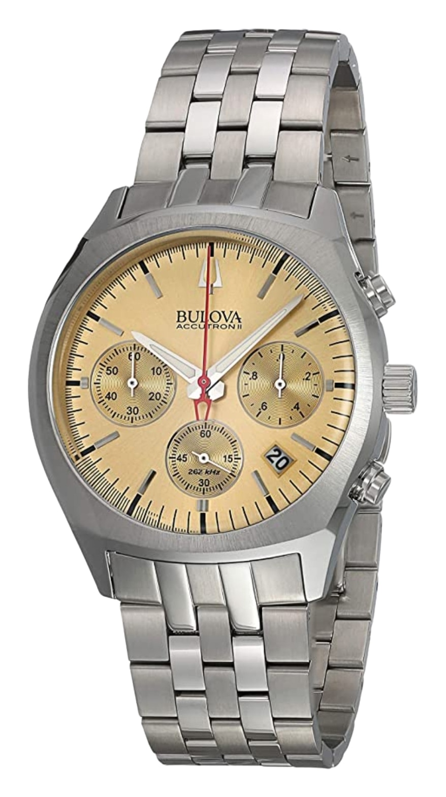 Bulova Accutron II Surveyor Stainless Steel Gold Dial Chronograph Men's  Watch